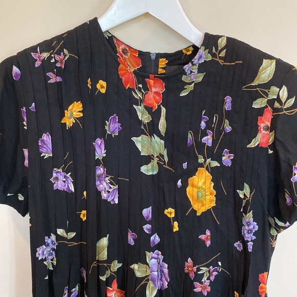 Positive Attitude Vintage Dress Floral Black Size 8 - Picture 2 of 5